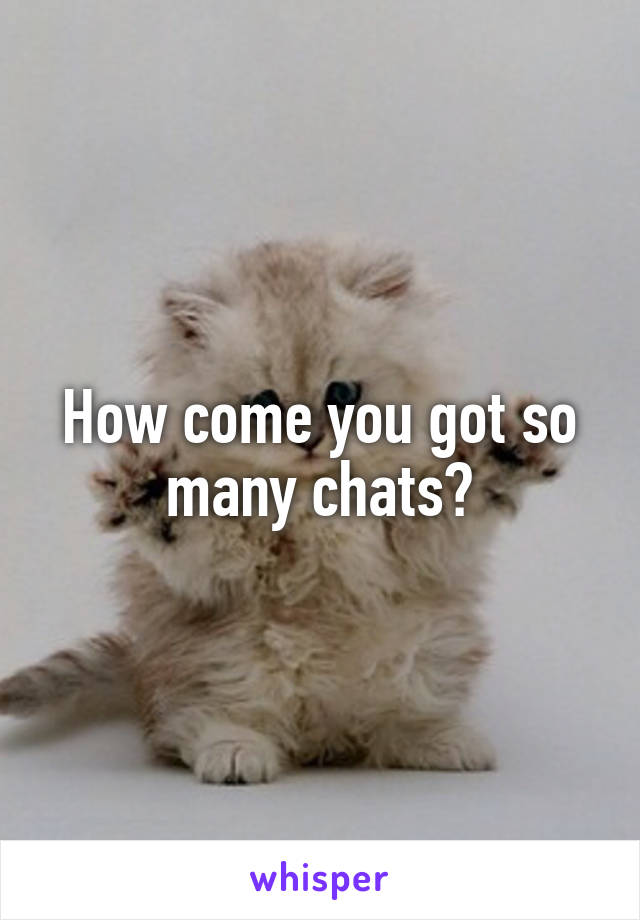 How come you got so many chats?