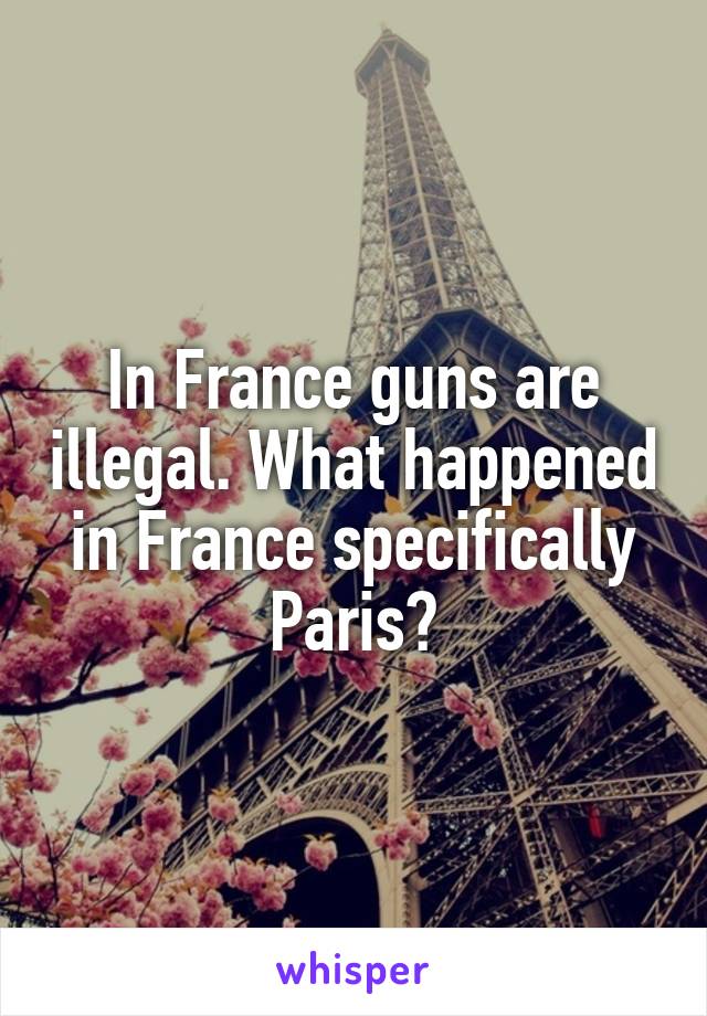 In France guns are illegal. What happened in France specifically Paris?