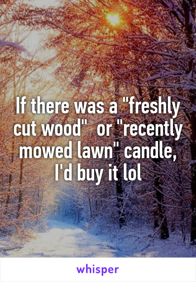 If there was a "freshly cut wood"  or "recently mowed lawn" candle, I'd buy it lol