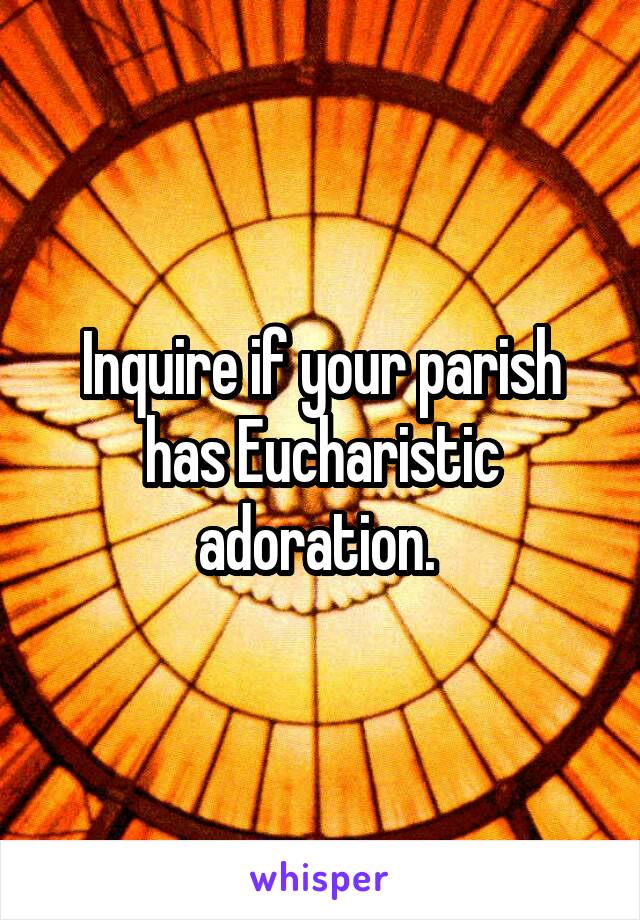 Inquire if your parish has Eucharistic adoration. 