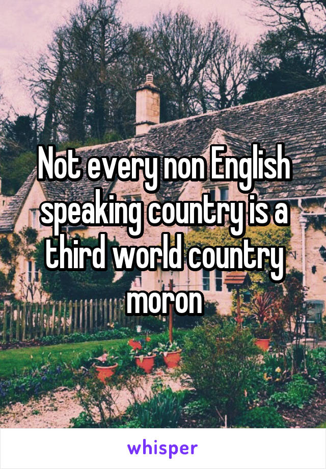 Not every non English speaking country is a third world country moron