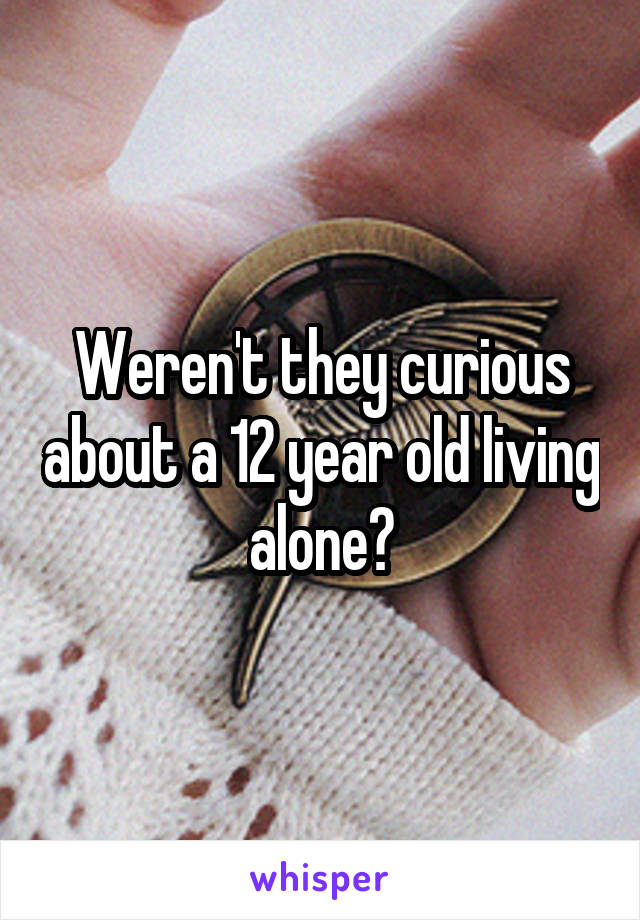 Weren't they curious about a 12 year old living alone?