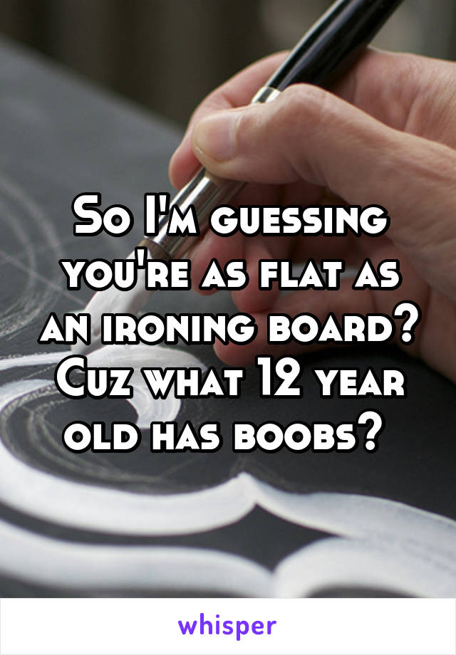 So I'm guessing you're as flat as an ironing board? Cuz what 12 year old has boobs? 