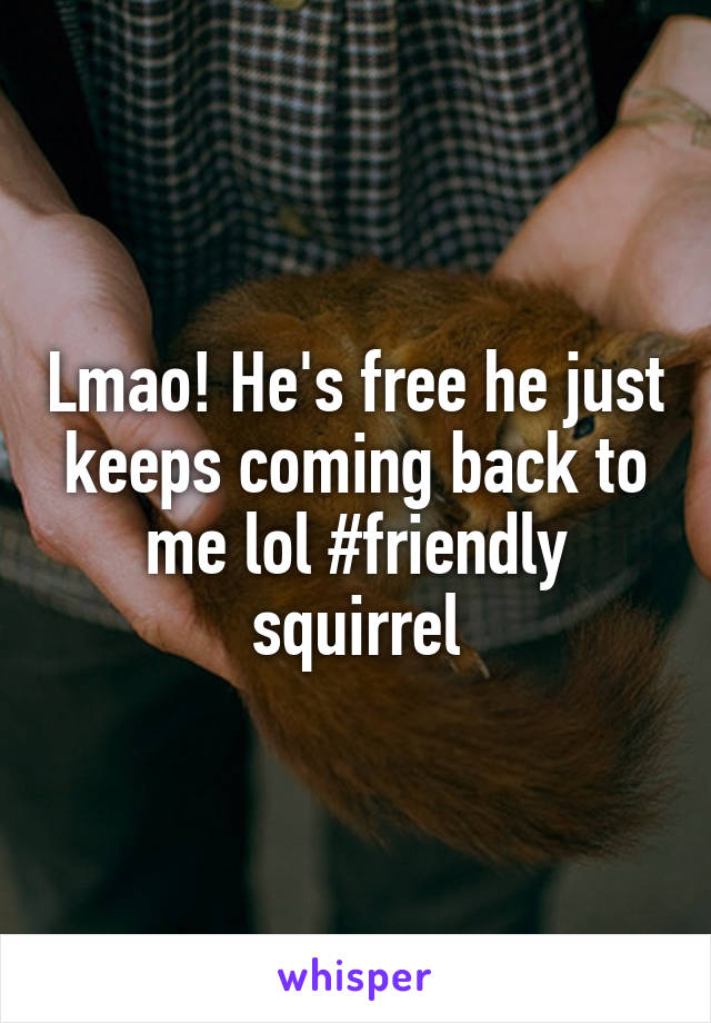 Lmao! He's free he just keeps coming back to me lol #friendly squirrel