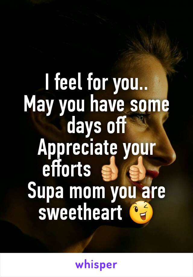I feel for you..
May you have some days off
Appreciate your efforts 👍👍
Supa mom you are sweetheart 😉