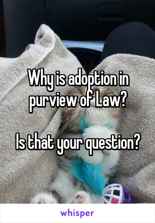 Why is adoption in purview of Law?

Is that your question?