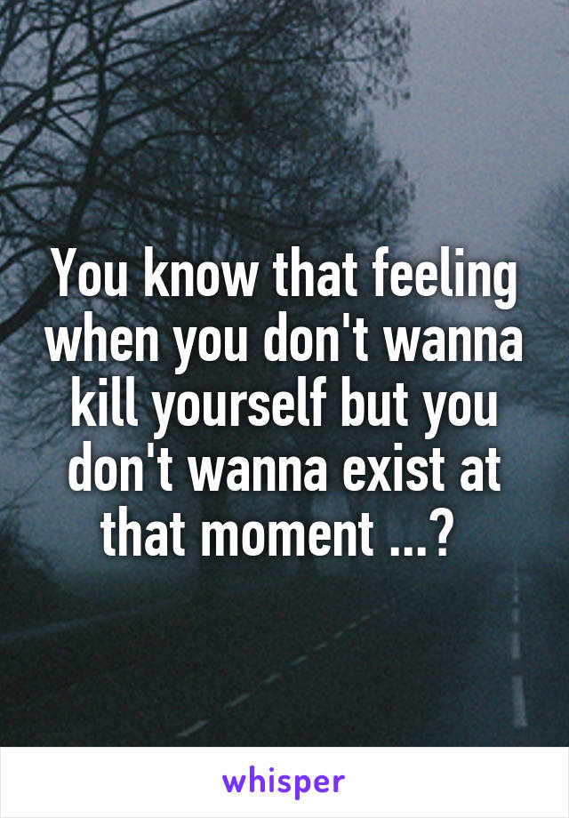 You know that feeling when you don't wanna kill yourself but you don't wanna exist at that moment ...? 