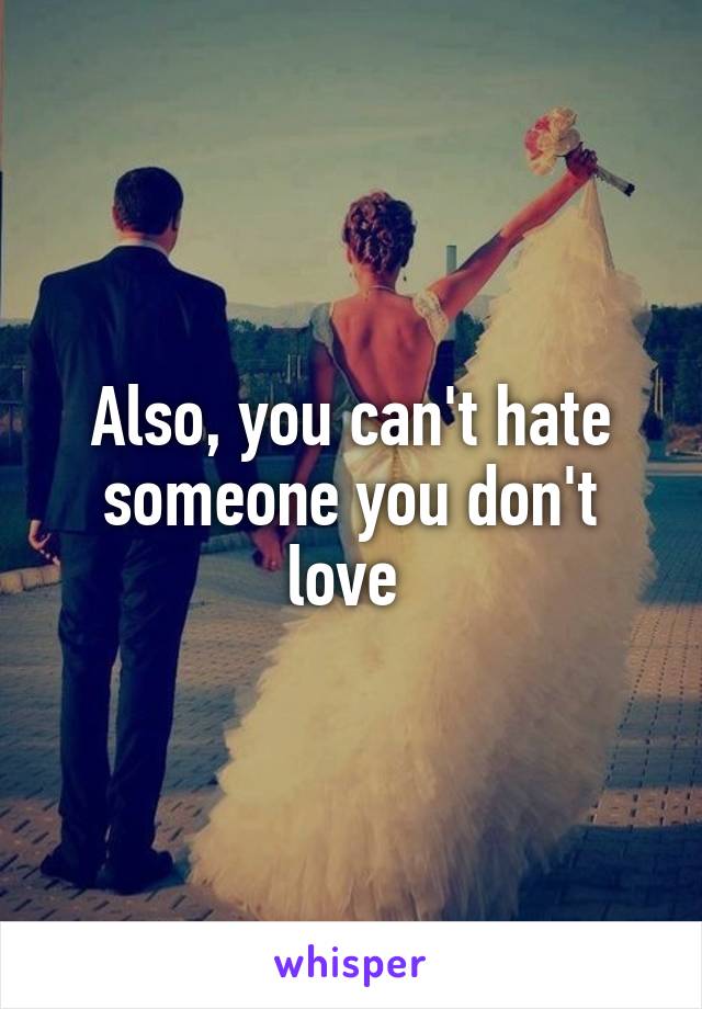 Also, you can't hate someone you don't love 