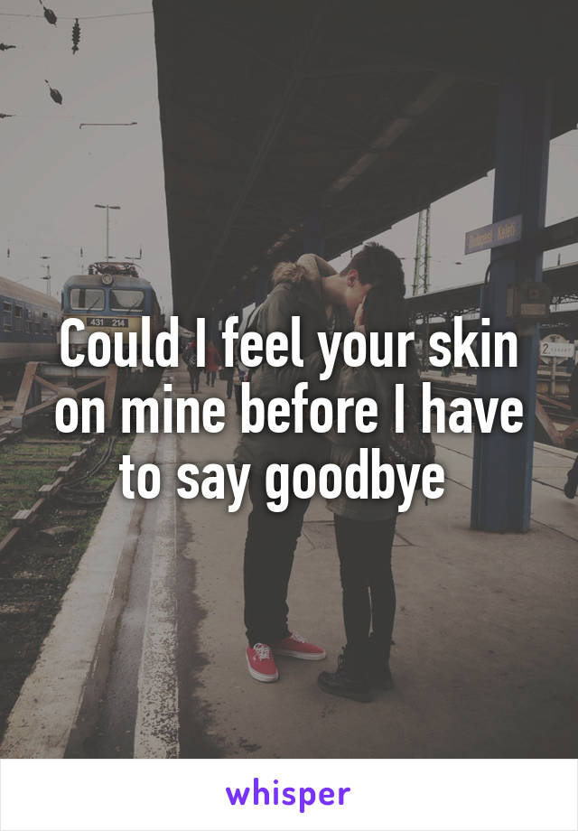 Could I feel your skin on mine before I have to say goodbye 