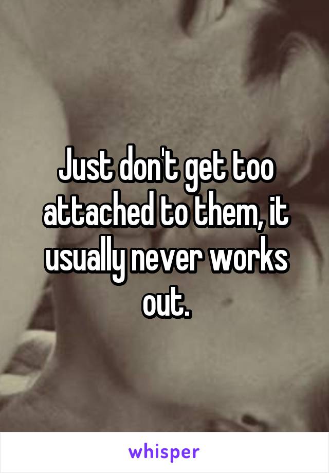 Just don't get too attached to them, it usually never works out.
