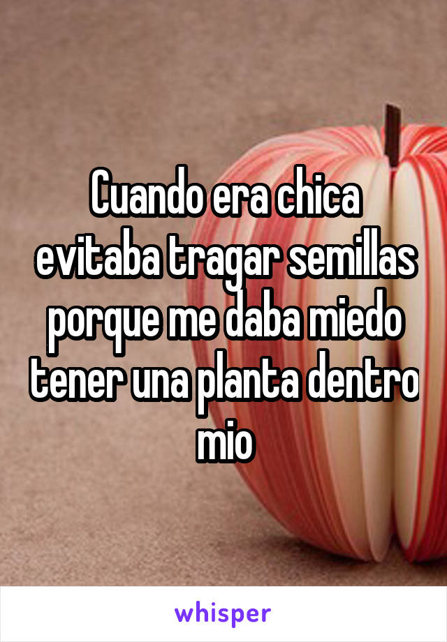 Cuando era chica evitaba tragar semillas porque me daba miedo tener una planta dentro mio