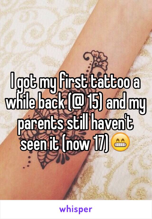 I got my first tattoo a while back (@ 15) and my parents still haven't seen it (now 17)😁