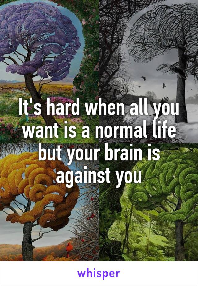 It's hard when all you want is a normal life but your brain is against you