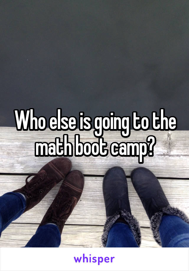 Who else is going to the math boot camp?