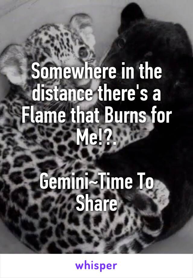 Somewhere in the distance there's a Flame that Burns for Me!?.

Gemini~Time To Share