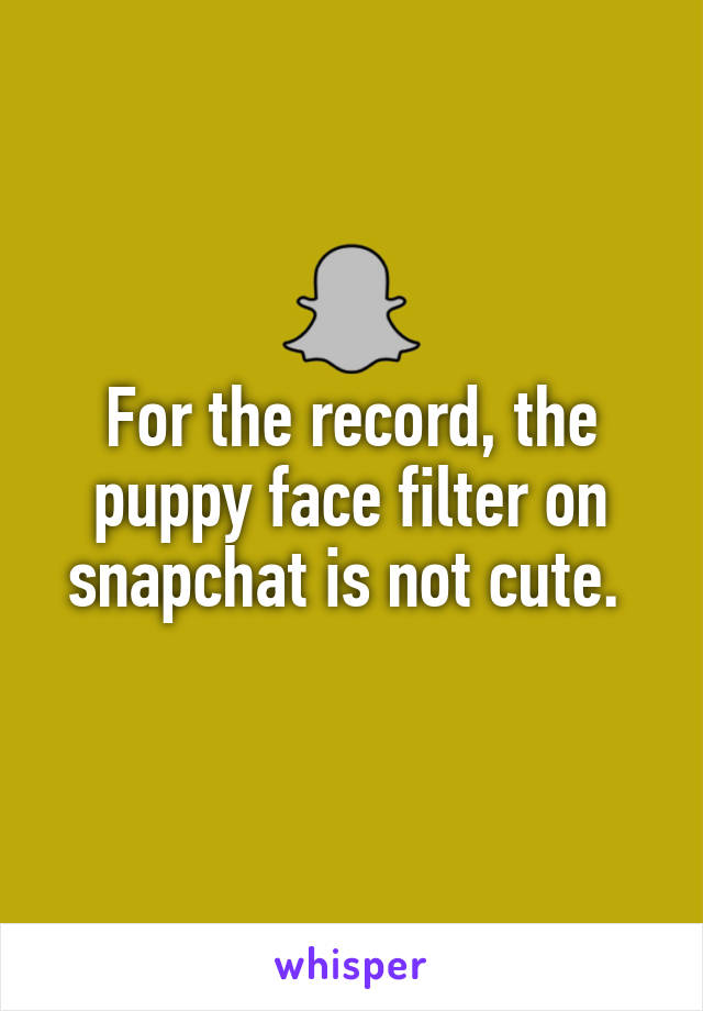 For the record, the puppy face filter on snapchat is not cute. 