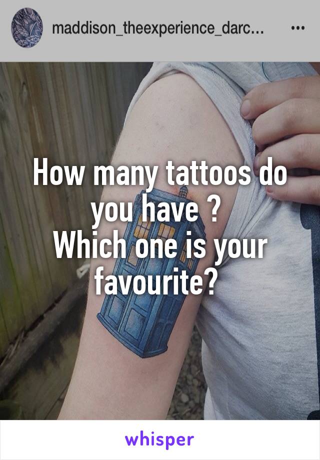 How many tattoos do you have ? 
Which one is your favourite? 