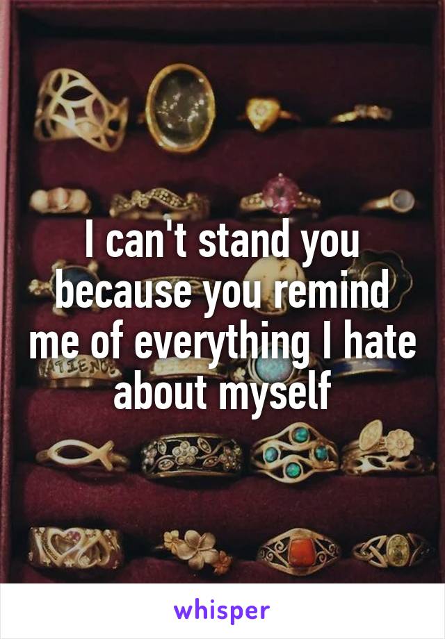 I can't stand you because you remind me of everything I hate about myself