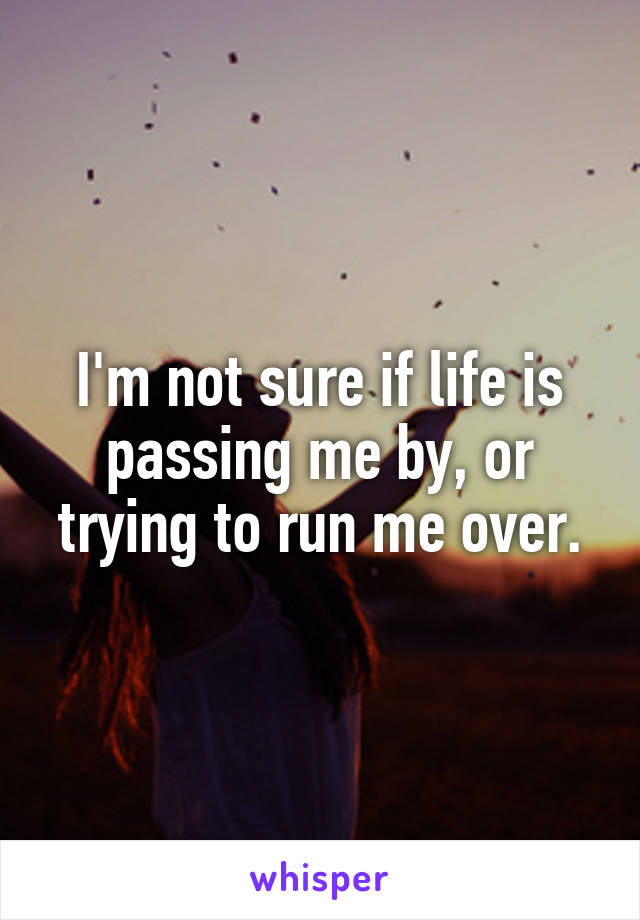 I'm not sure if life is passing me by, or trying to run me over.