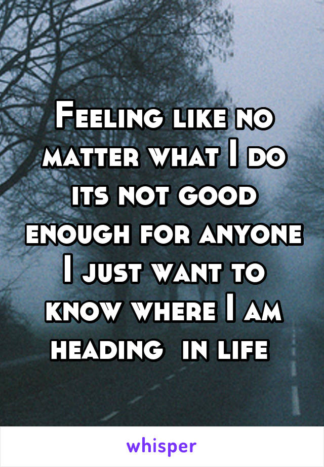 Feeling like no matter what I do its not good enough for anyone I just want to know where I am heading  in life 