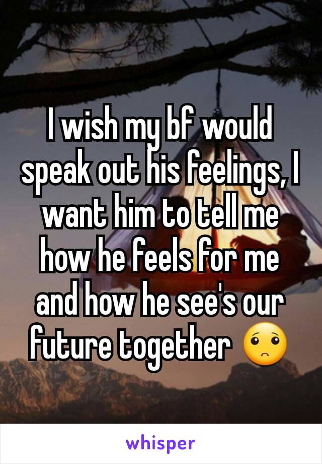 I wish my bf would speak out his feelings, I want him to tell me how he feels for me and how he see's our future together 🙁