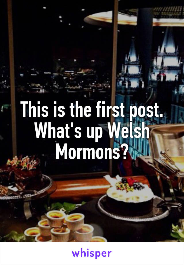 This is the first post. What's up Welsh Mormons?