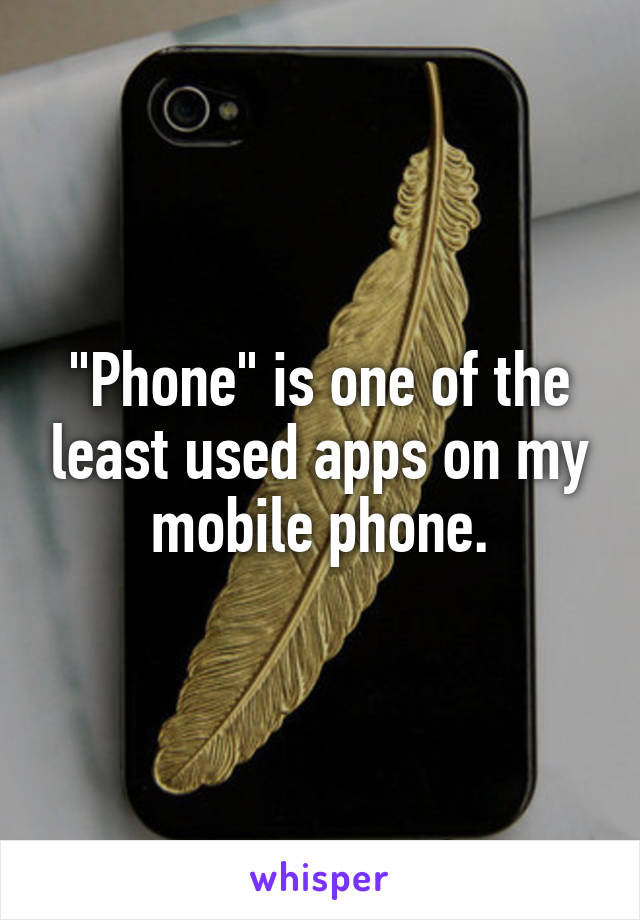 "Phone" is one of the least used apps on my mobile phone.