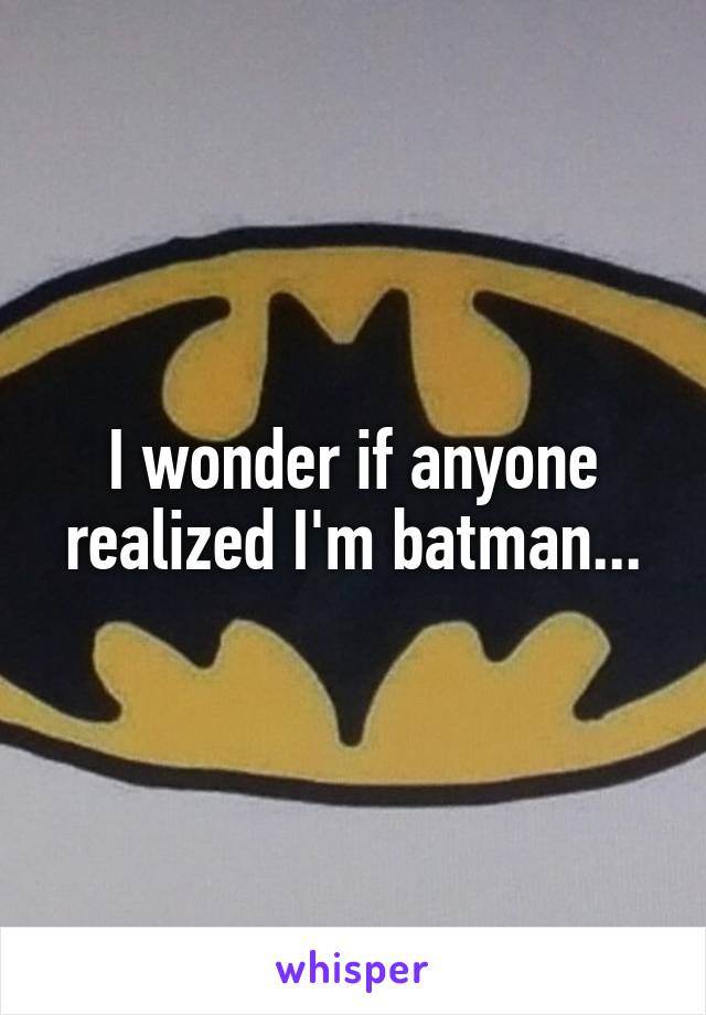 I wonder if anyone realized I'm batman...