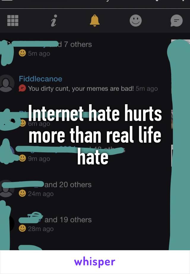 Internet hate hurts more than real life hate 