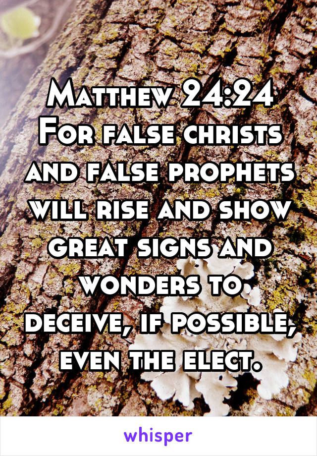 Matthew 24:24
For false christs and false prophets will rise and show great signs and wonders to deceive, if possible, even the elect.