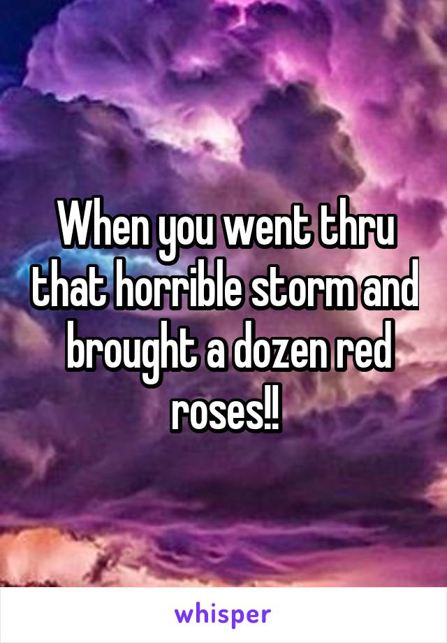 When you went thru that horrible storm and  brought a dozen red roses!!