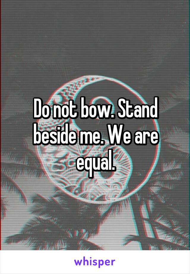 Do not bow. Stand beside me. We are equal.