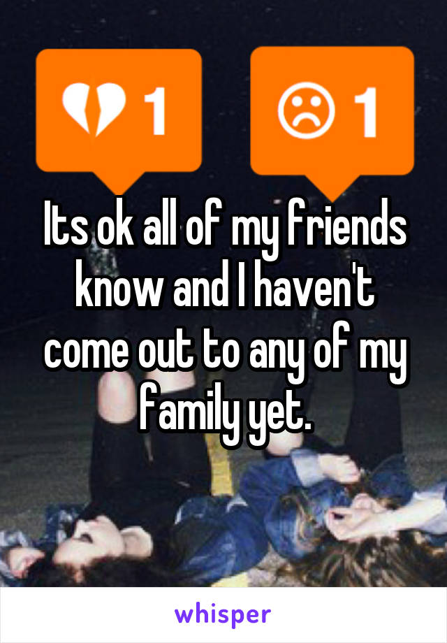 Its ok all of my friends know and I haven't come out to any of my family yet.