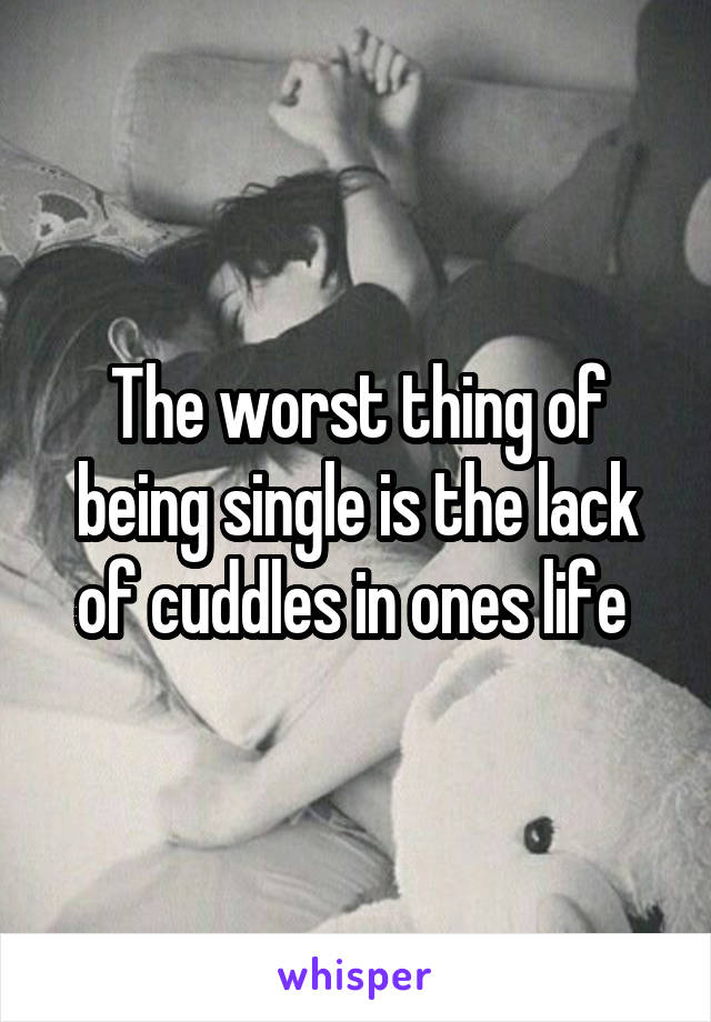 The worst thing of being single is the lack of cuddles in ones life 