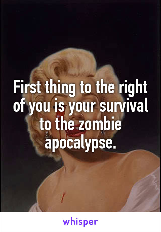 First thing to the right of you is your survival to the zombie apocalypse.