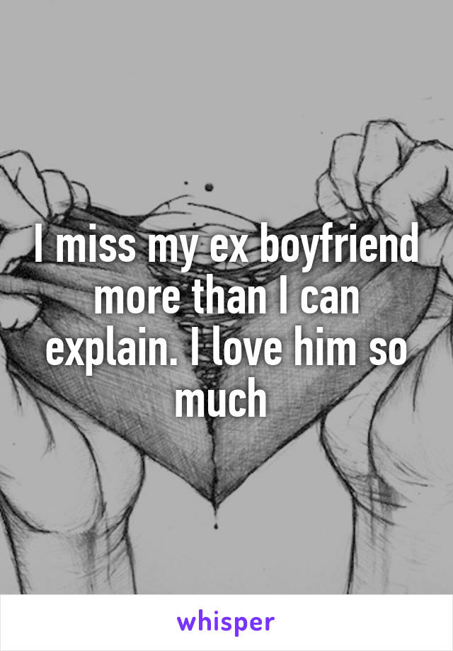 I miss my ex boyfriend more than I can explain. I love him so much 