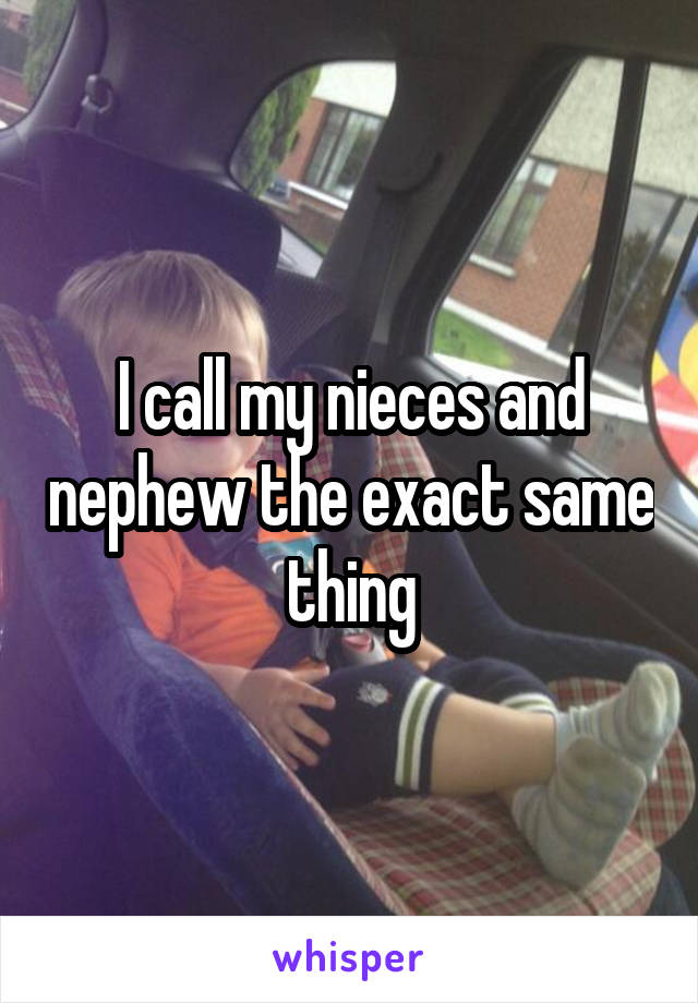 I call my nieces and nephew the exact same thing