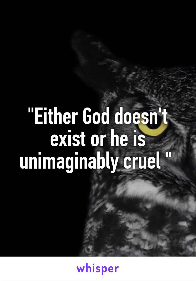 "Either God doesn't exist or he is unimaginably cruel " 