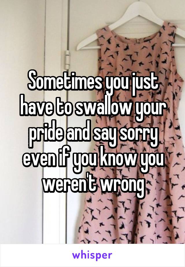 Sometimes you just have to swallow your pride and say sorry even if you know you weren't wrong