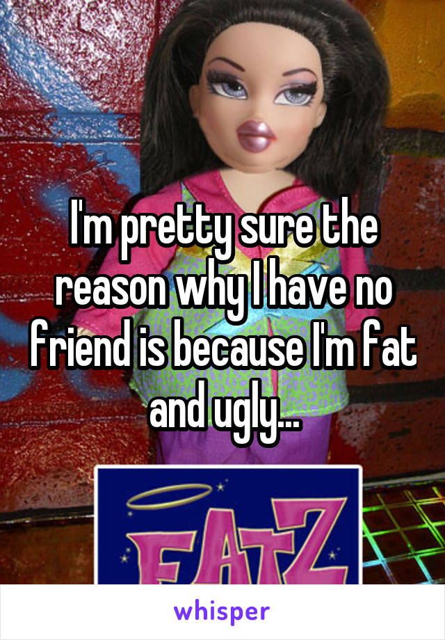 I'm pretty sure the reason why I have no friend is because I'm fat and ugly...