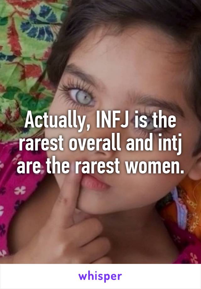 Actually, INFJ is the rarest overall and intj are the rarest women.
