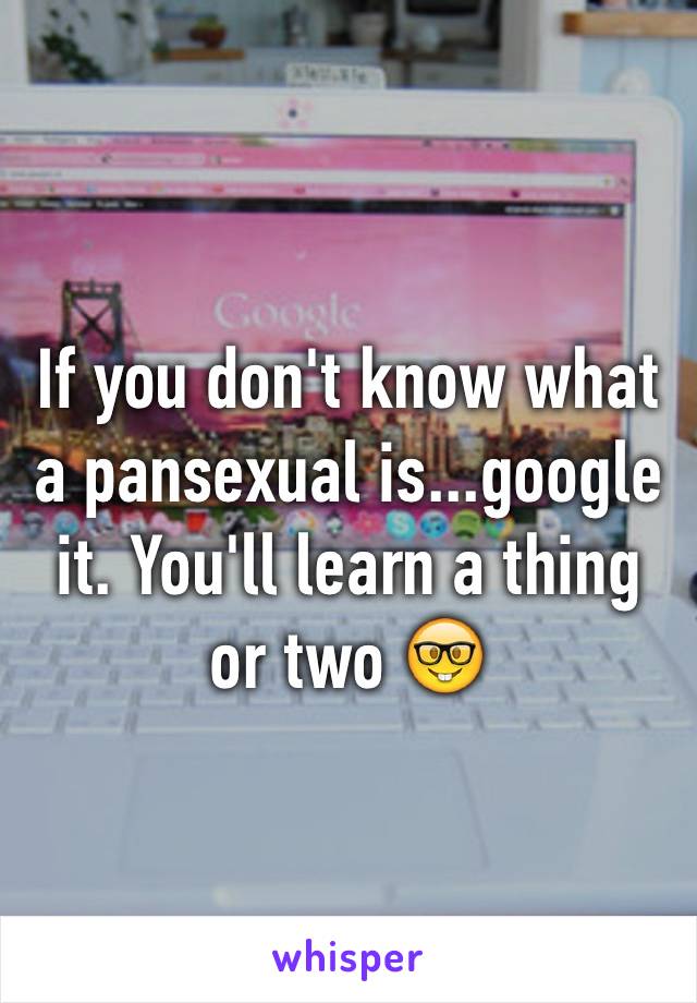 If you don't know what a pansexual is...google it. You'll learn a thing or two 🤓