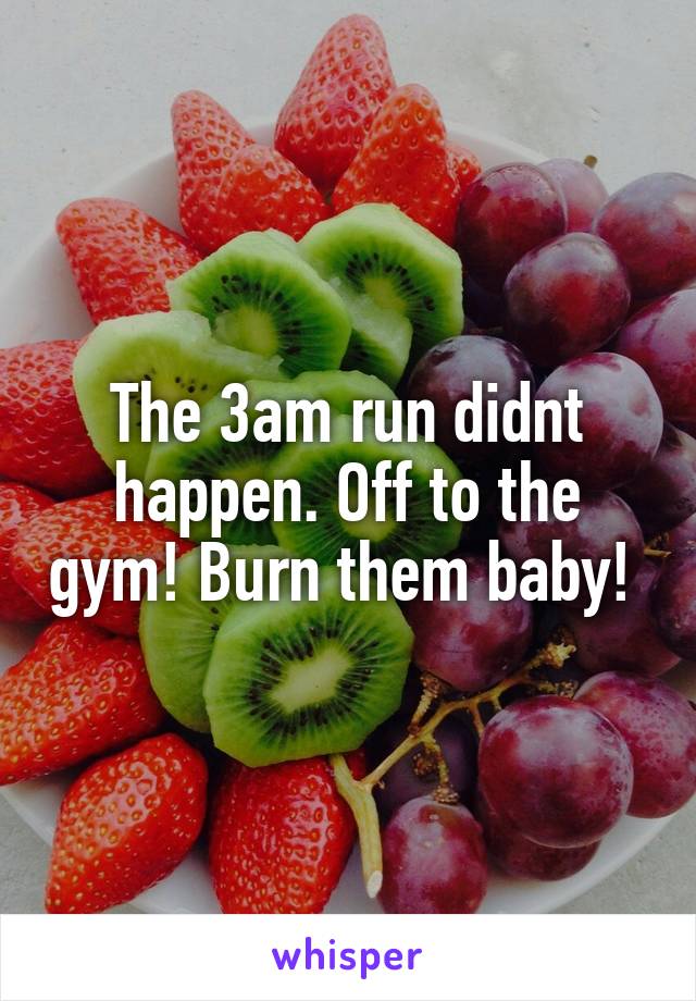 The 3am run didnt happen. Off to the gym! Burn them baby! 