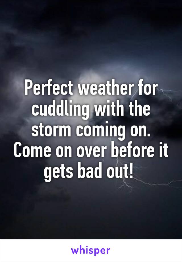 Perfect weather for cuddling with the storm coming on. Come on over before it gets bad out! 