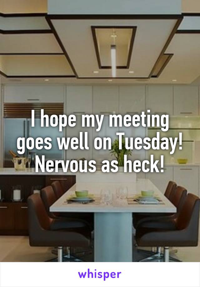 I hope my meeting goes well on Tuesday! Nervous as heck!