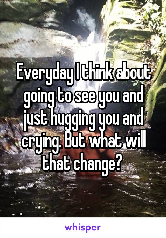 Everyday I think about going to see you and just hugging you and crying. But what will that change? 