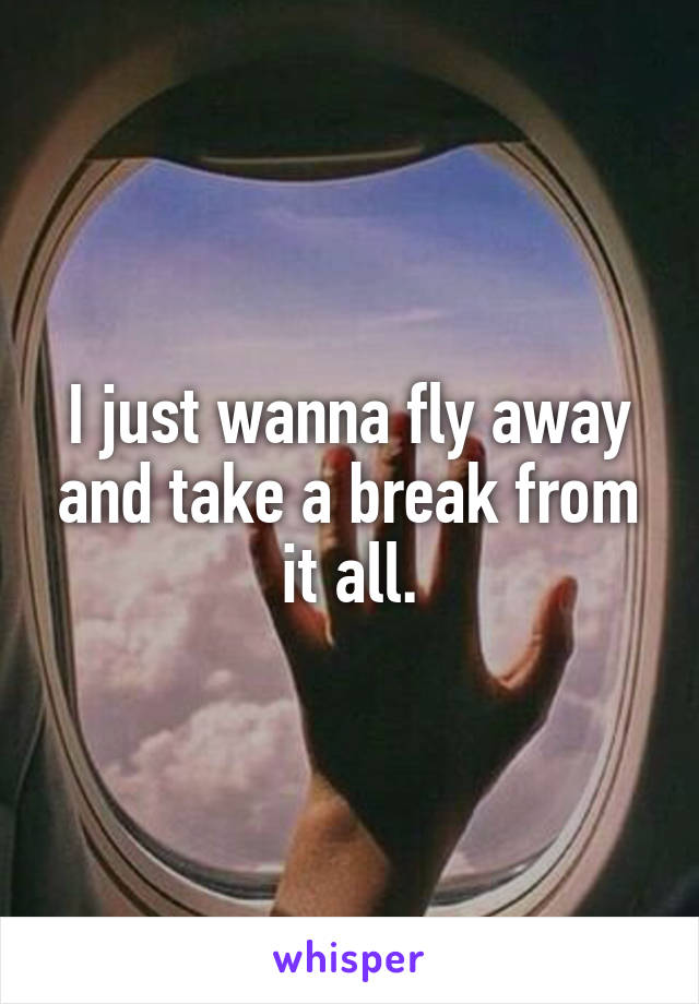 I just wanna fly away and take a break from it all.