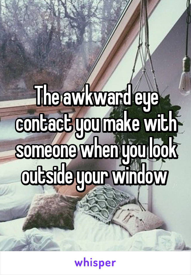 The awkward eye contact you make with someone when you look outside your window 