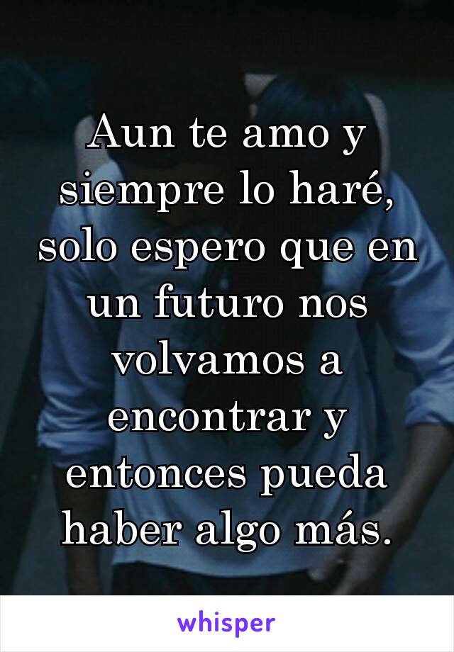 Aun te amo y siempre lo haré, solo espero que en un futuro nos volvamos a encontrar y entonces pueda haber algo más.