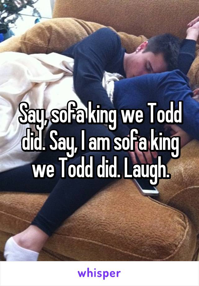 Say, sofa king we Todd did. Say, I am sofa king we Todd did. Laugh.
